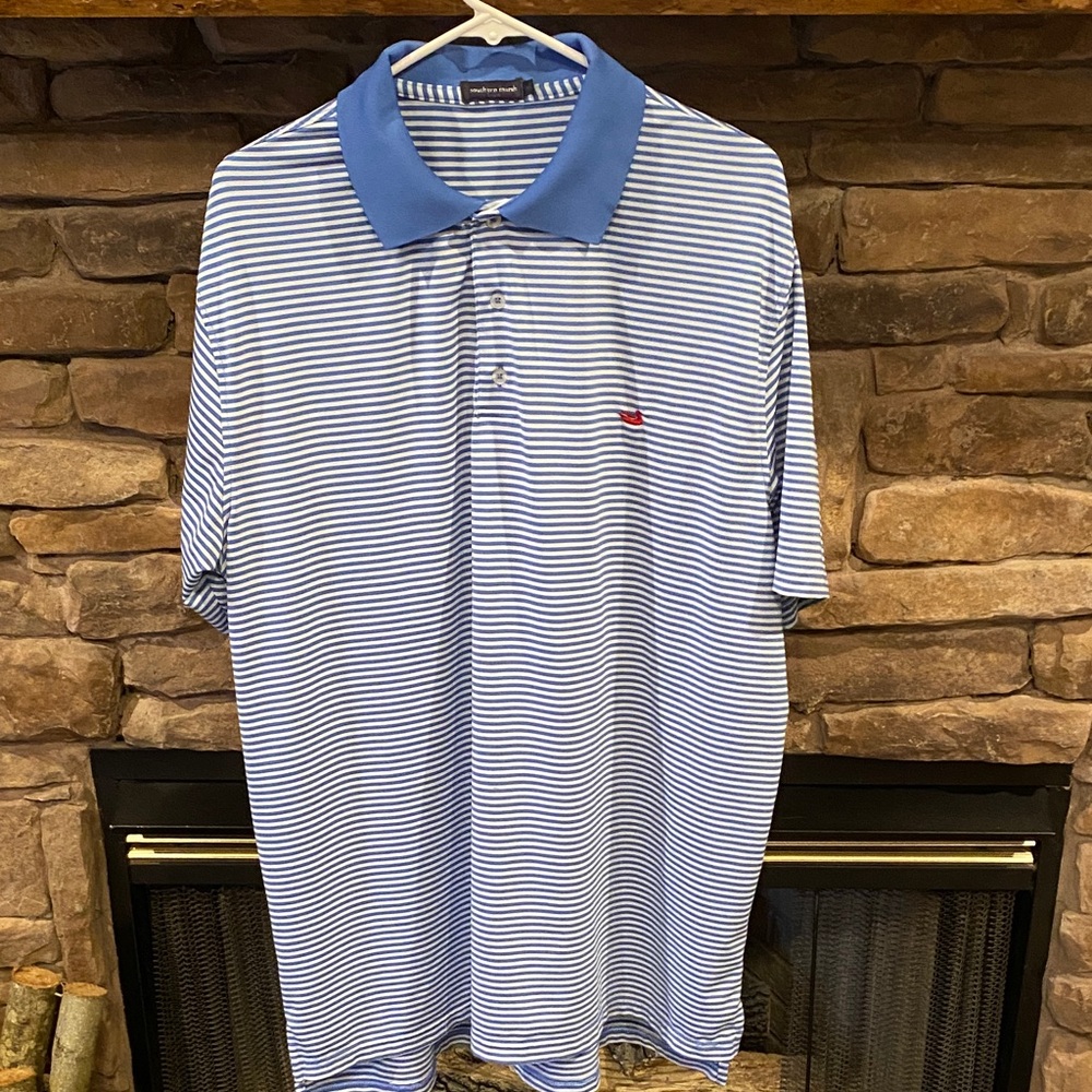 Southern Marsh Blue and White Striped Polo